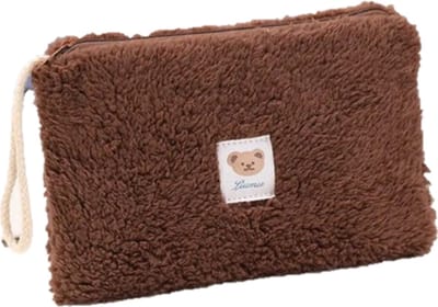 Teddy Make-up Tas Donkerbruin - Make Up Organizer - Etui - Tasje voor Make-up - Reistas - Skincare Organizer - Reis Toilettas - Makeup Organizers - Cosmetica Tas - Stoffen Tasje - Ook Voor Kwasten