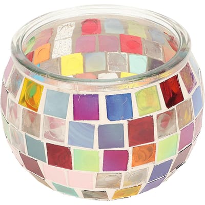 Mozaïek Glas Kandelaar Handgemaakt Kleurrijk Romantische Mozaïek Glas Kaarsenhouder voor Huis Bar Diner Decoratie beige
