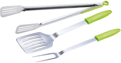 Master Grill&Party - Barbecuegereedschapset - Set van 3 - Silikonengrepen - Roestvrij staal