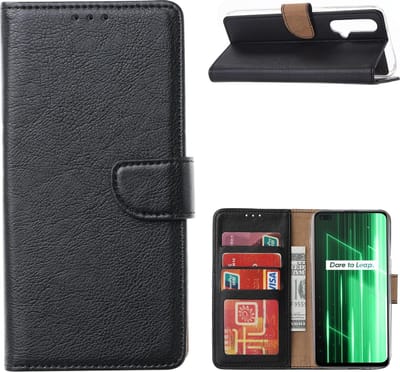 Bookcase Geschikt voor: Xiaomi REALME X50 5G - Zwart - portemonee hoesje