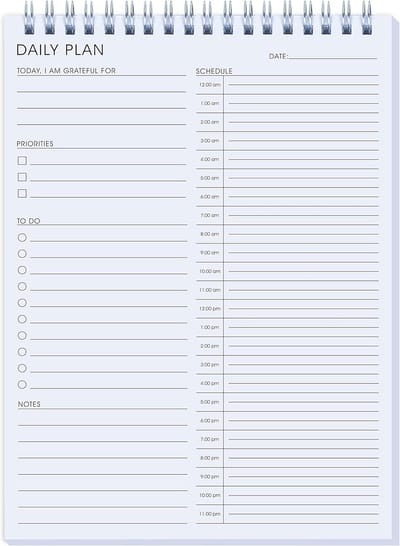 Dagelijkse Planner - To-do Lijst - Productiviteit Verhogen - 24-Uurs Indeling - 6.5x9.8 Inch - Wit