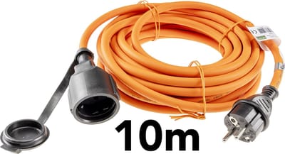 Verlengsnoer 10 meter - Verlengkabel voor max. 3680 Watt - voor buitengebruik en camping - Verlengsnoer buiten IP44 - 3 x 1,5 mm² - Oranje