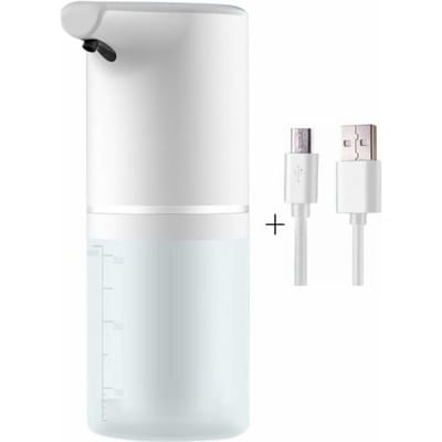 Automatische zeepdispenser USB oplaadbare schuimende contactloze handsfree draagbare schuimvloeistofzeepdispenser voor badkamer keuken wit