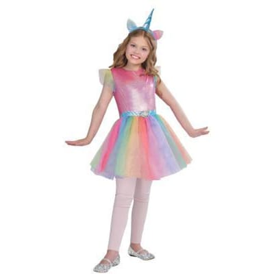 Magic Flip eenhoornfee 128-134cm Feestkleding Opmaken en sieraden