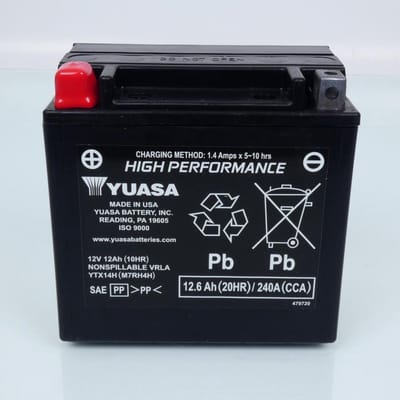 Yuasa SLA-accu voor Harley Davidson 1130 VRSCD Night Rod 2006 tot 2007 YTX14H-BS / YTX14H / 12V 12,6Ah nieuw
