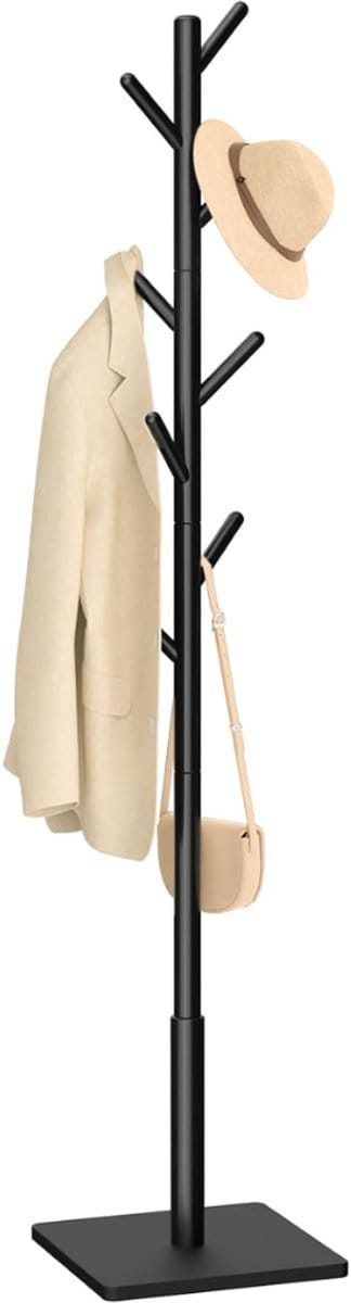 SNJY® Kapstok Staand - Garderoberek - Dressboy - Verstelbaar - 8 Haken - 180 cm - Zwart