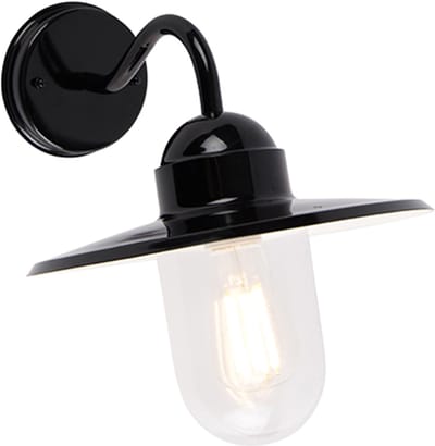 QAZQA kansas - Moderne Wandlamp voor buiten - 1 lichts - Ø 29.4 cm - Zwart - Buitenverlichting