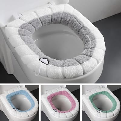 Unyqoos® Vierdelige set wasbare pluche toiletbrilbekleding voor extra comfort