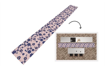 Keukenloper 400x50 cm - Keukenmat vinyl Bloemen - Blauw - Japan - Patronen - Keukenmatten loper - Keuken vloerkleed tapijt