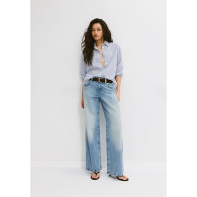 Stradivarius Overhemd met linnenlook  Donkermarine XS