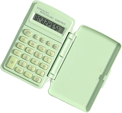 Mini Rekenmachine - Draagbare Calculator - Dagelijkse Berekeningen - Helder LCD Scherm - 10 x 6 cm - Lichtgroen
