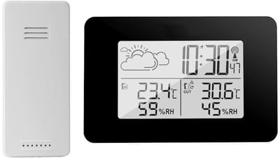 DailySupplies® Weerstation Binnen en Buiten - Weerstation Draadloos Binnen Buiten - Weerstation met Buitensensor - Zwart en Wit