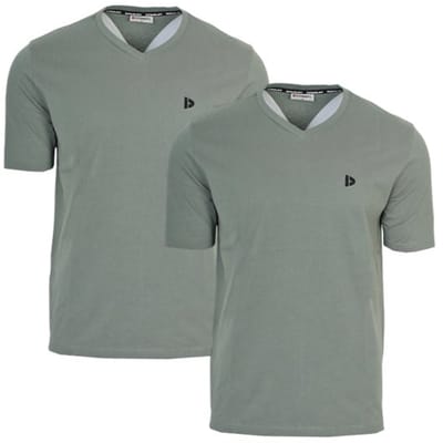 2-Pack Donnay - T-shirt (Berno) - Sportshirt - V-hals shirt - Heren - Jungle Green (336) - maat S