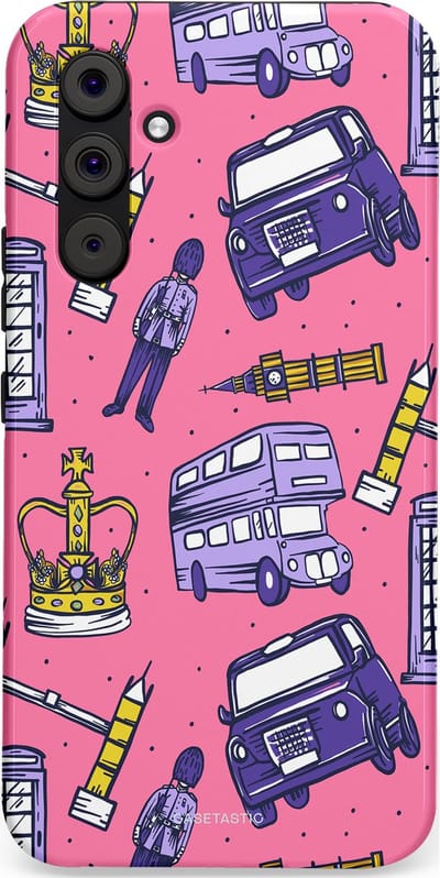 Casetastic Hoesje Geschikt voor Samsung A54 (5G) - Stijlvolle Beschermende Duo-layer Case - Brits London Roze Avontuur - Londen
