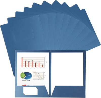 Set van 10 A4 Documentmappen met 2 Compartimenten, Ideaal voor Kantoor en School, Duurzame Kartonnen Mappen voor Vergaderingen en Organisatie