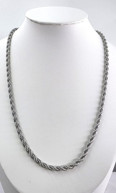 Lili 41 - Halsketting - Collier - Stalen - gevlochten - Gedraaide - zilverkleur - L 50 cm - Br 4mm - De perfecte ketting om te layeren met andere (hanger)kettingen, als basis voor jouw look!