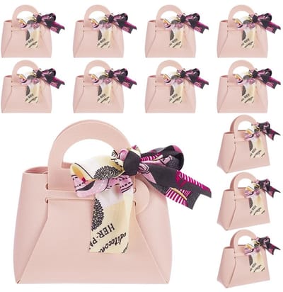 Allecto - Geschenkdozen - PU-lederen geschenkdozen - Handig met handvat - Roze kleine handtas - Herbruikbare snoepdoos - Perfect voor babyshower en...