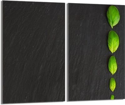 TMK ArtDeko Serie - Glazen Beschermplaat voor Kookplaten - 30x52 - Basilicum - Veelkleurig