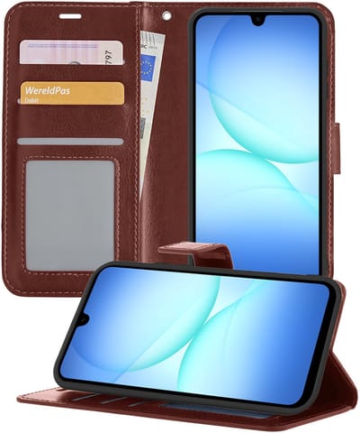 Hoesje - Geschikt voor Samsung Galaxy A17 - Luxe Bookcase - Walletcase Hoes - Portemonnee - Cover - Telefoonhoes - Bruin