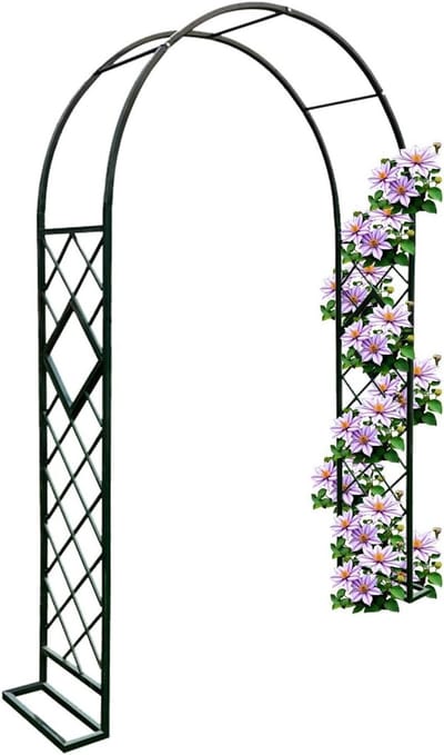 Metalen Rozenboog,Zwaar Tuinboog Voor Klimplanten En Rozen,Klimrek,Klimhulp,tuinprieel Trellis,rankrooster Bogen Met Voet 140/280/320 Cm Breed,zwart,witte,groen,bruin(Green,220x240x40cm)