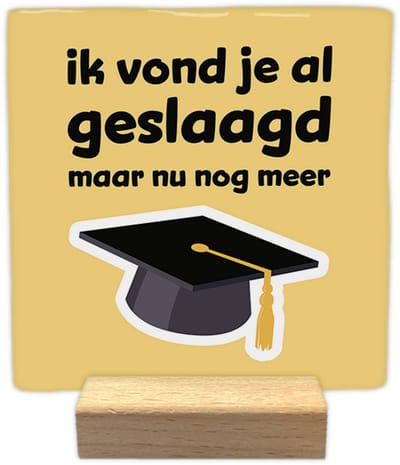 Ik vond je al geslaagd - Keramische decoratie tegel met tekst - Geslaagd