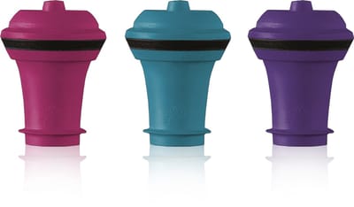 Vacu Vin Wijndoppen Multicolor – Set van 3 – Roze, Blauw & Paars – Geschikt voor Wine Saver – Herbruikbaa