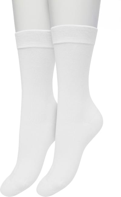 Bonnie Doon Basic Sokken Dames Wit maat 36/42 - 2 paar - Basis Katoenen Sok - Gladde Naden - Brede Boord - Uitstekend Draagcomfort - Perfecte Pasvorm - 2-pack - Multipack - Effen - White - OL834222.103
