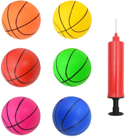 Cosensi - Mini Basketball - Kleine Opblaasbare Basketballen - Voor Binnen en Buiten - Set van 6 - Versterk Hand-Oogcoördinatie - Geschikt voor Kind...