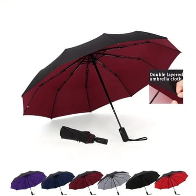 Nivard Moderne Golf Paraplu - Stormparaplu - Opvouwbaar - Windproof - Stormproef - UV Bescherming - Umbrella - Draagbaar - Bordeauxrood