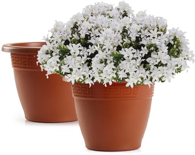Plasticforte Plantenpot - 2x - terracotta bruin - 20x15 cm - bloempot - kunststof - rond