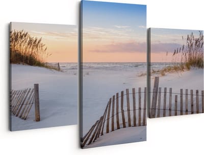 Artaza Canvas Schilderij Drieluik Strand en Zee - 150x120 - Groot - Foto Op Canvas - Canvas Print
