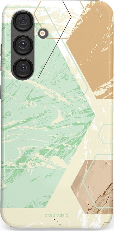 Casetastic hoesje geschikt voor Samsung Galaxy S25 Plus - Dubbellaagse bescherming - Vlaklicht - Fashion Case - Crème Mintgroen Wit Lichtgrijs
