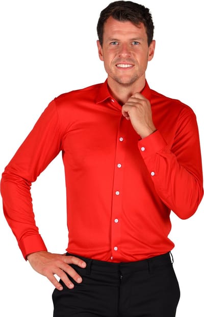 Blouse Rood Heren - Maat L - Carnavals Blouse - Hippie Blouse - Jaren 70/80 Blouse