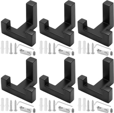 Kledinghaken set van 6 - zwarte zinklegering - moderne Tetris wandhaken - stijlvol en duurzaam - ShopVlot