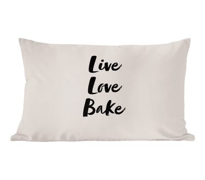 Sierkussens - Kussentjes Woonkamer - 60x40 cm - Quotes - Liefde - Live Love Bake - Bakken - Spreuken