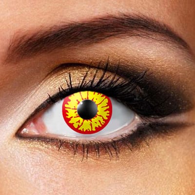 Partylens® rode kleurlenzen - Red Wolf - zachte jaarlenzen met lenshouder - Halloween - Cosplay