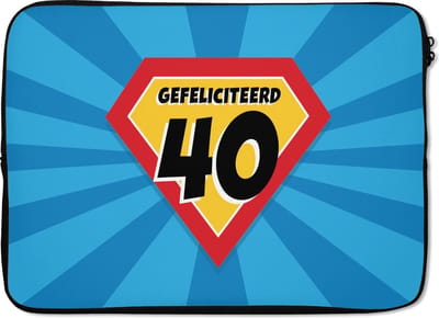 Laptophoes 13 inch - Verjaardag - 40 jaar - Cadeau - Laptop sleeve - Binnenmaat 32x22,5 cm - Zwarte achterkant