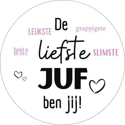 Set van 20 Juf Cadeau Stickers – Einde Schooljaar Bedankje – Glossy Sluitstickers