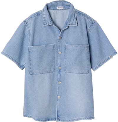 Jonen Licht denim jongensoverhemd met korte mouw