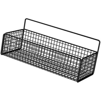 Étagère de rangement murale multifonctionnelle en fil de fer, panier de rangement portable pour salle de bain et cuisine, noir noir
