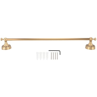 Badkamer Handdoekstang Koper Antiek Wandmontage Handdoekhanger Houder Rail Stang voor Thuis Hotel Dubbel beige