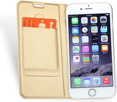 Hoesje geschikt voor Apple iPhone 6 Plus / 6s Plus - Kunstlederen Wallet Hoesje Goud - 360 Graden Beschermend Telefoonhoesje