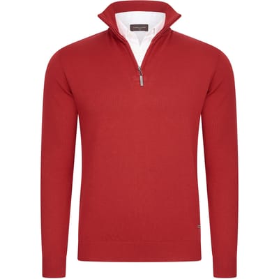 Cappuccino Italia - Heren Trui Pullover Zip Mock - Rood - Maat XXL