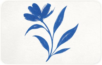WC mat 80x50 cm - Antislip - Bloem - Blaadjes - Minimalistisch - Blauw - Toiletmat - Vloermat - Douchemat - Toilet tapijt - Toiletmatten