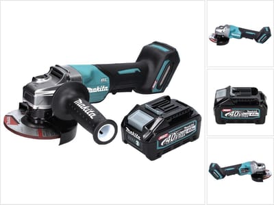 Makita GA 016 GM1 accu haakse slijper 40 V max. 125 mm borstelloos XGT + 1x accu 4,0 Ah - zonder oplader
