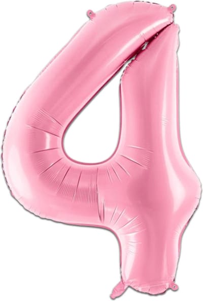 LUQ - Cijfer Ballonnen - Cijfer Ballon 4 Jaar Roze XL Groot - Helium Verjaardag Versiering Feestversiering Folieballon