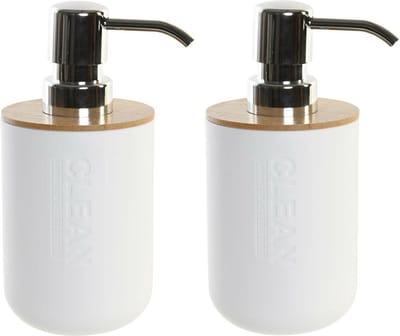 Items - Zeeppompje/dispenser - 2x stuks - Bamboe - ivoor wit - 9 x 15 cm
