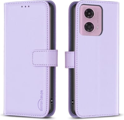 BINFEN Hoesje - Geschikt voor Motorola Moto G34 Hoesje - BINFEN Color Book Case - Lavendel