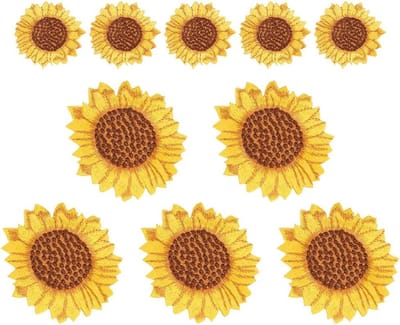 10 Stuks Geborduurde Zonnebloem Strijkapplicaties voor Creatieve DIY Projecten en Kledingdecoratie