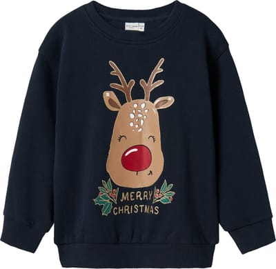 NAME IT NMFVISMAS LS NREG SWEAT BRU Meisjes Trui - Maat 110